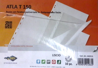 Atla T 150 N 10 Buste Foratura Universale Cm 35X50 Lisce Lucide E Trasparenti  - Immagine 1 di 4