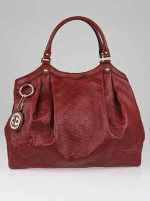 GUCCI Vino Tinto Borgoña Guccissima Grande Cuero Sukey Bolso de Hombro Hobo Foto 1 de 4