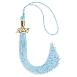 Borla azul claro Endea Graduation con gota de fecha dorada - Imagen 1 de 21