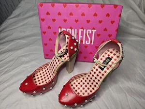 IRON FIST - STRAWBERRY Lips - RED HEELS - PUNK GOTH SHOES - UK 7 - EU 40 - Imagen 1 de 6