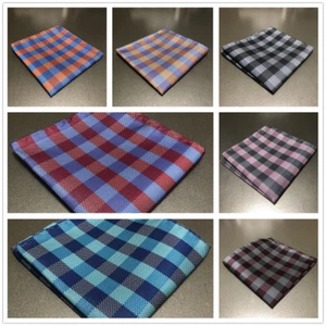 NUEVO Hombres DISEÑO A CUADROS Bolsillo Cuadrado Guanto Hankie Solo Fiesta Baile de graduación Boda - Imagen 1 de 9