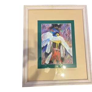 Vintage Original Gemälde Adler Tänzerin Kachina signiert vom Künstler 11 Zoll im Vintage-Rahmen - Bild 1 von 12