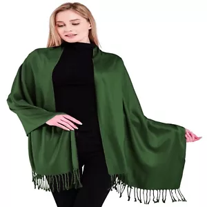 CJ Apparel dunkelgrün einfarbig Schal Sekundenschal Stola Halstuch Pashmina *NEU* - Bild 1 von 12