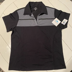 NUEVO CON ETIQUETAS, Camisa Polo Tri-Mountain Performance Para Mujer Grande Negra/Gris - Imagen 1 de 3