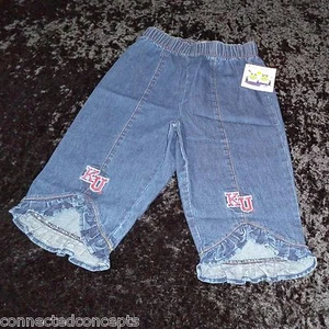 University of Kansas Jayhawks Youth Girls Denim Capri Pants (Size 6) NEW! - Picture 1 of 1