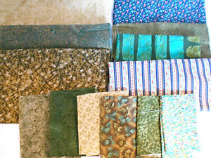 assorted greens lot of cotton fabric remnants scraps prints quilting crafts 
