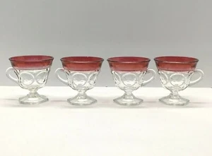 Indiana Glas Lexington Rubin Rand und Klarglas Bowle Becher (4) - Bild 1 von 8