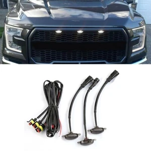 3pcs Smoke Lens LED Front Grille Running Lights White For Chevy Silverado 1500 - Picture 1 of 9