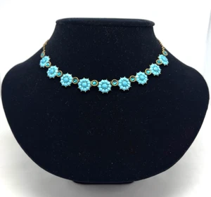 Lovely Michal Negrin Choker Necklace With Blue Flowers Crystals. - Picture 1 of 8