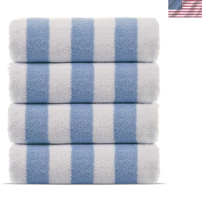 Juego de 4 toallas de playa de algodón turco suave y absorbente - azul claro, 30x60 pulgadas Foto 1 de 4