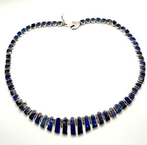 Vintage Kette Designer Lapislazuli Halskette Necklace Edelstein  Handarbeit 389 - Bild 1 von 7