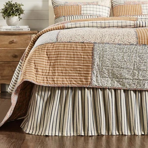 Farmhouse King Bed Skirt Blue Gathered Kaila Cotton / Bedroom Decor VHC Brands - Picture 1 of 5