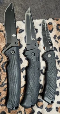 Gerber USA Edict, Order And Decree Black Folding Knife Lot Of 3 Knives - Image 1 of 2