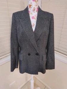 cue city dark grey blazer houndstooth single breasted Size 14 - Picture 1 of 10
