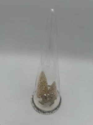 "Cáparas de vidrio transparente Pottery Barn árboles de Navidad reno vidrio soplado 9""" Foto 1 de 4