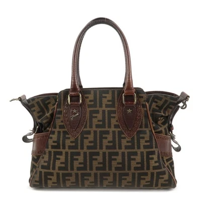 FENDI Ethnico Zucca Canvas Leather Tote Bag Shoulder Bag 8BN157 Auth Used F/S - Image 1 of 4