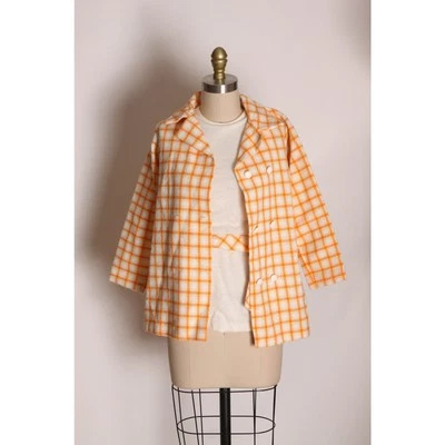 Chaqueta a cuadros naranja crema años 60 con blusa a juego de Montgomery Ward Foto 1 de 4
