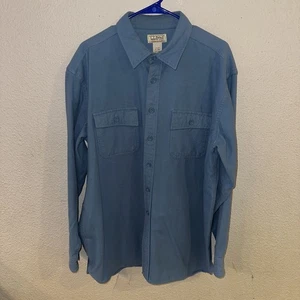 Vintage LL Bean Chamois Thick Soft Button Down Flannel Light Blue Men's XL - Picture 1 of 7