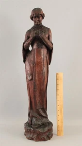 Große antike Kunsthandwerk geschnitzte Holz Präraffaelit Renaissance Frau Skulptur - Bild 1 von 13