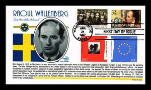 US COVER RAOUL WALLENBERG WWII HERO OF HOLOCAUST FDC COMBO PANDA THERMOGRAPHED - Picture 1 of 2