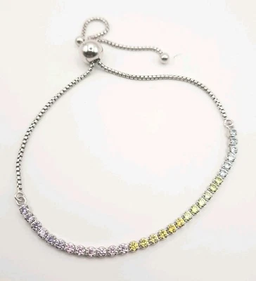 Pandora теннис браслет 925 фиолетовый, розовый, желтый, зеленый и синий камни - Изображение 1 из 4