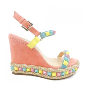 Christian Louboutin Pyraclou 110 Studded Strappy Sandals [PK/US7/VG] LTD From JP - Picture 1 of 12