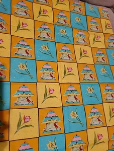 Sewing Fabric Westminster Felicity Miller Birdhouse Tulip Daffodil 28x45" Cotton - Picture 1 of 5