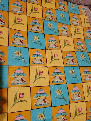 Sewing Fabric Westminster Felicity Miller Birdhouse Tulip Daffodil 28x45" Cotton - Image 1 of 4
