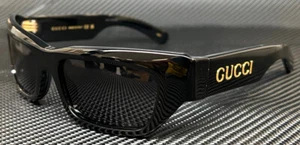 GUCCI GG1296S 001 Black Grey Large Men's 55 mm Sunglasses - Picture 1 of 5
