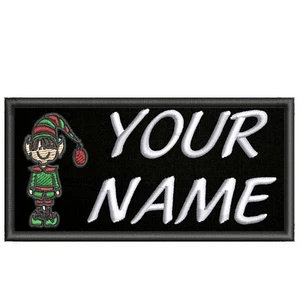 CUSTOM Christmas Patch YOUR NAME - Name Tag 4"x2" Embroidered Iron-on Applique - Picture 1 of 19