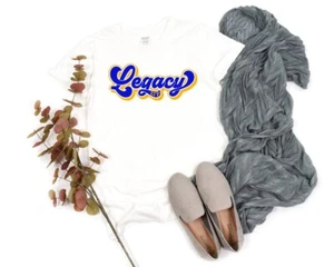 Sigma Gamma Rho Legacy T-Shirt ,Cursive Bubble Vinyl Crew Neck Short Sleeve Tee - Picture 1 of 4