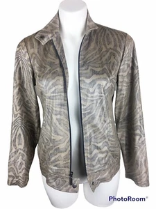 Womens Chicos size 0 Faux suede animal print jacket Zip front Lightweight Fall - Picture 1 of 4