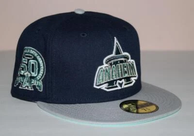ANAHEIM ANGELS Ocean Storm 50th Patch NEW ERA 59FIFTY Fitted Hat Size 7 3/4 *7C - Image 1 of 4