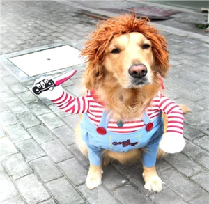 Pets, Dogs Costume Party Chucky Halloween Cosplay Poppy Fancy Dress Jumpsuits - Picture 1 of 12