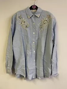 Golden Falcon Women's button down embroidered cotton shirt Size XL - Picture 1 of 16