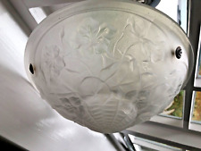 Antique Frosted Glass Ceiling Hung Lampshade with Nasturtium flowers