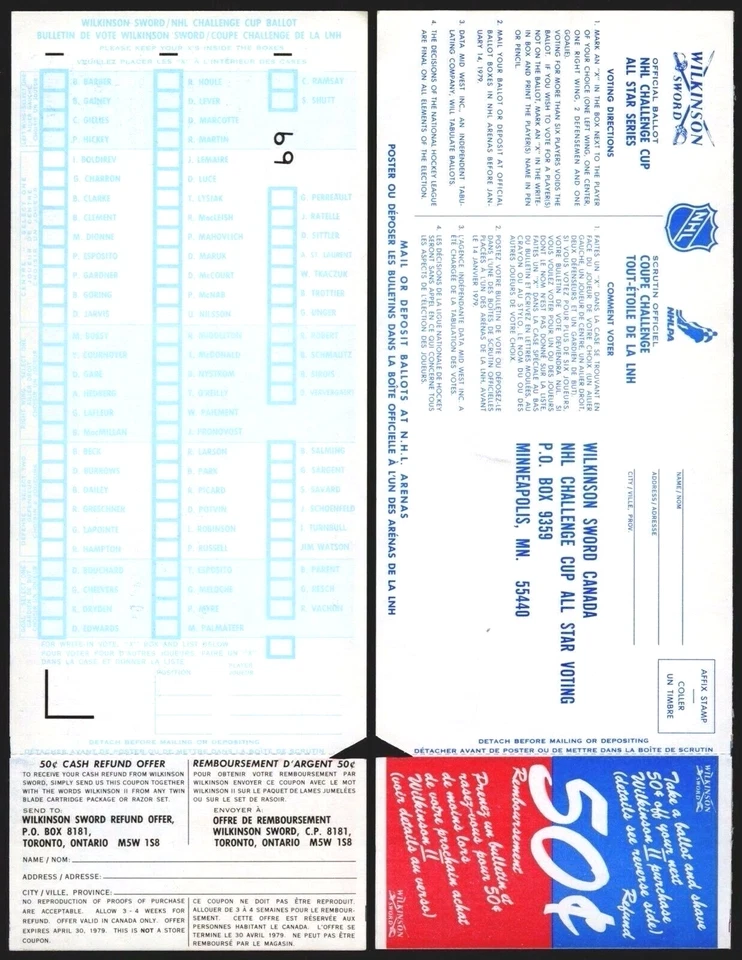 RARO JUEGO CHALLENGE CUP 1979 ~ BOLETA DE FAN DE HOCKEY NHL ALL-STARS vs SOVIETS, NUEVA YORK Foto 1 de 1