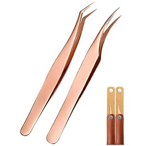 Forzette estensioni ciglia LanMa punta curva acciaio inox rosa oro confezione da 2 - Foto 1 di 2