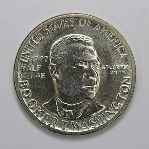 1947 Booker T. Washington Silver Half Dollar UNC - Picture 1 of 3