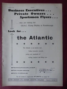 8/1957 PUB AUSTER ATLANTIC AIRCRAFT AVION FLUGZEUG ORIGINAL AD - Picture 1 of 1