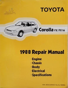 1988 Toyota Corolla FX FX16 Factory Shop Service Repair Manual Original - Picture 1 of 4