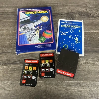 Intellivision SPACE HAWK Video Game, Box, Overlay, & Manusl - Image 1 of 2