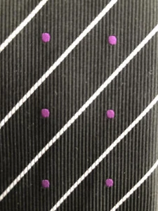 BROOKS BROTHERS  Black Purple White Stripes & Dots Silk Tie USA  58 x 3¾ - Picture 1 of 5