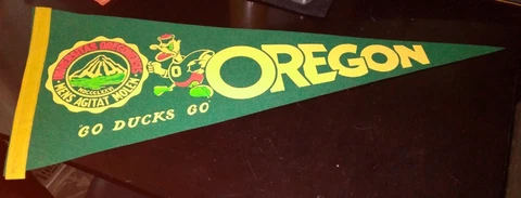 Vintage University of Oregon Ducks full size Felt Pennant Rare "Go Ducks Go" 29" Cover