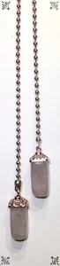 Handcrafted Genuine Rose Quartz Rectangle Square Pastel Pink Ceiling Fan Pull - Picture 1 of 4