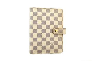 USED Louis Vuitton Damier Azur Canvas Medium Ring Agenda Cover AUTHENTIC - Picture 1 of 17