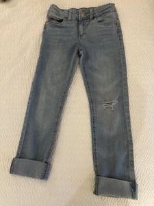 GIRL'S LEVIS Denim Blue Jeans Size 7 Reg Distressed Light Blue - Picture 1 of 6
