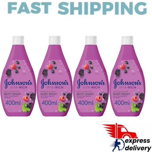 4X Johnson's Body Wash - Vita-Rich, Replenishing Raspberry 400ml - Image 1 of 1