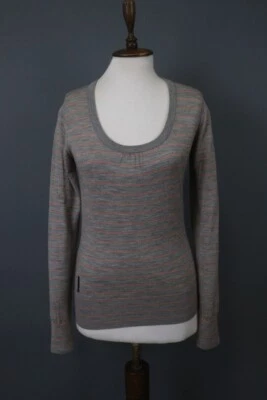 Pullover tejido Icebreaker gris a rayas de lana manga larga cuello redondo talla S Foto 1 de 4