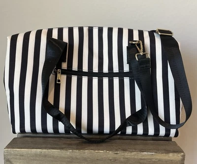Bolso de Lona Alice + Olivia Positano Blanco y Negro Lona a Rayas Viaje Fin de Semana Foto 1 de 4